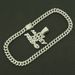 Hip Hop Full Diamond Letter Necklace Pendant Jewelry Trendy Men's Cuban Bone Chain Accessories_ipsvogv.com