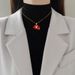 Flame 【 】 Red Lips Zircon Light Luxury Charm Gorgeous Full Diamond Necklace Women's Versatile Clavicle Titanium Steel 【 】_ipsvogv.com