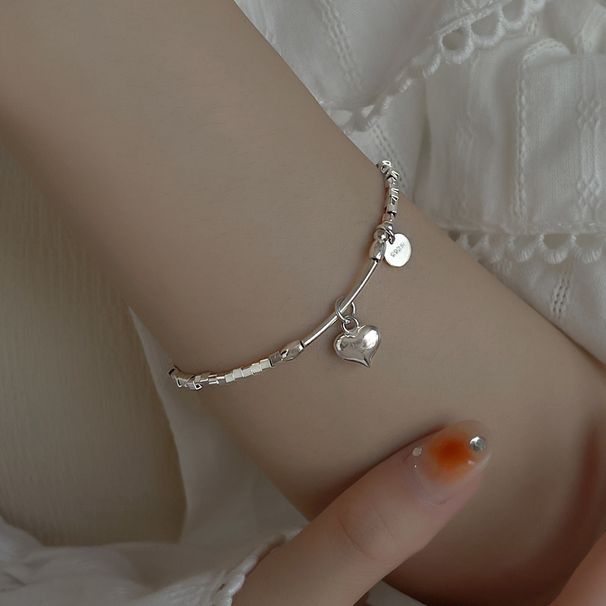 S Sterling Square Broken Silver Heart Bra, Female Chic, Niche Style, High-end Feeling, Sweet And Cool Geometric_ipsvogv.com