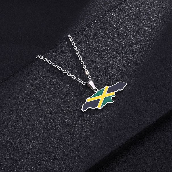 fashion stainless steel necklace Africa Jamaica oil drop map geometric pendant necklace foreign trade jewelry_ipsvogv.com