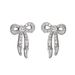 Ins Japanese and Korean style high-end women's niche inlaid zircon bow design earrings, internet famous earrings_ipsvogv.com