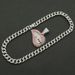 Trendy people's personalized pink lip diamond tooth pendant necklace Men's domineering, cool and exaggerated Cuban chain accessories_ipsvogv.com