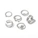 New Ancient Silver Crescent Pearl Geometry Palm Women's Adjustable Ring Set With 6 Rings_ipsvogv.com