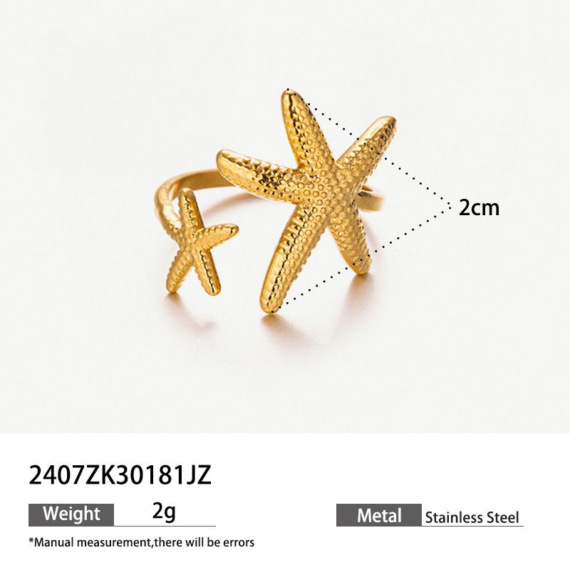 stainless steel open starfish shell ring high grade ins marine jewelry titanium steel jewelry rings_ipsvogv.com