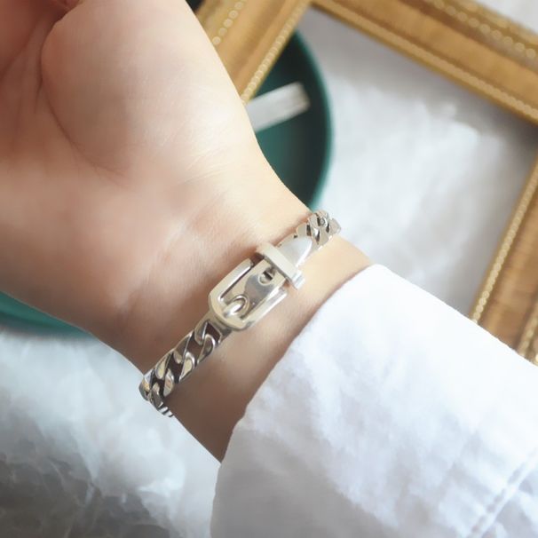 Women’s Jewelry Set Fashion Sterling Silver Chain Belt Buckle Necklace Female Retro Clavicle Korean Version Ins Cold Style Simple Fashion Personality_ipsvogv.com