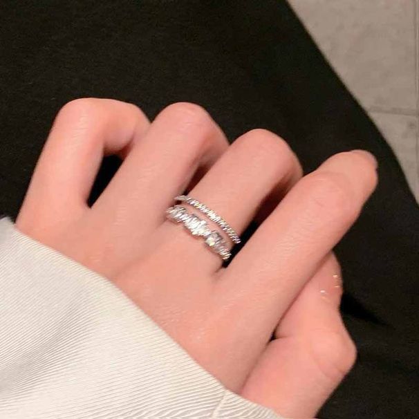 2024 New Exquisite Niche Design Double-layer Super Sparkling Zircon Ring, Cool Wind Internet Celebrity, Same Fashionable_ipsvogv.com