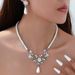 Elegant American style pearl with zircon plum blossom design earrings and necklace set_ipsvogv.com