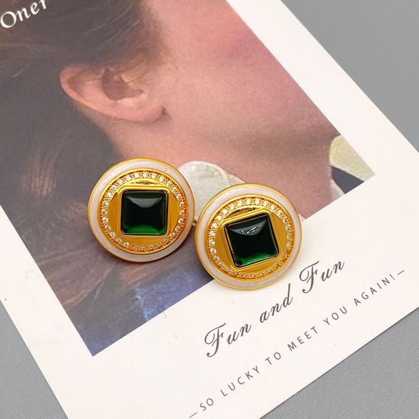 French Vintage Round Minimally Glazed Glass Earstuds with Personalized, Small, and High Quality Earrings_ipsvogv.com