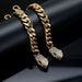 Hip Hop New Style Red And Green Eye Snake Tail Full Diamond Stainless Steel Cuban Chain Jewelry High-end Bracelet_ipsvogv.com