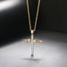 Unisex hot product Angel Wing Cross Necklace Color Plating Zircon Gold Pendant Women_ipsvogv.com