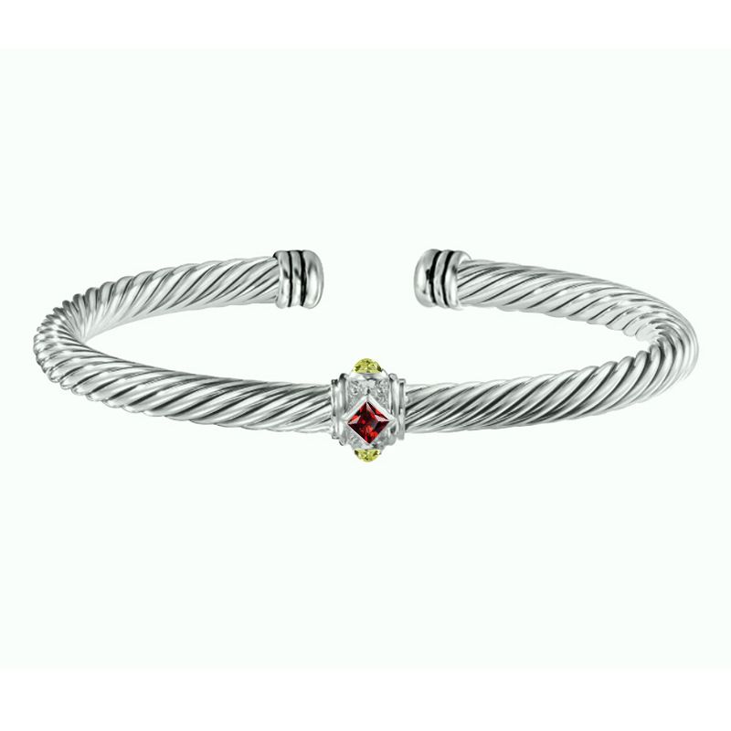 Simple Fashion Diamond Studded Open 5MM Wire Rope Stainless Steel Bracelet_ipsvogv.com