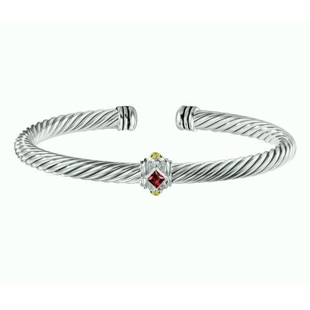 Simple Fashion Diamond Studded Open 5MM Wire Rope Stainless Steel Bracelet_ipsvogv.com
