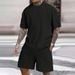 Men's Textured Linen Blend Set - Summer Loose Fit Short Sleeve Suit | Vacation Ready Coordinated Outfit_ipsvogv.com