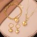 Titanium Peach Heart Gold Jewelry Set, Non Fading Valentine's Day Gift, Stainless Steel Gift_ipsvogv.com