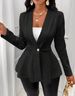Women's Clothing new casual texture single button green fruit collar long sleeved top jacket_ipsvogv.com
