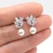 Cao Shi's Water Drop Zircon Earrings with Simple Leaf Shape and Pearl Versatile Earrings for Women_ipsvogv.com