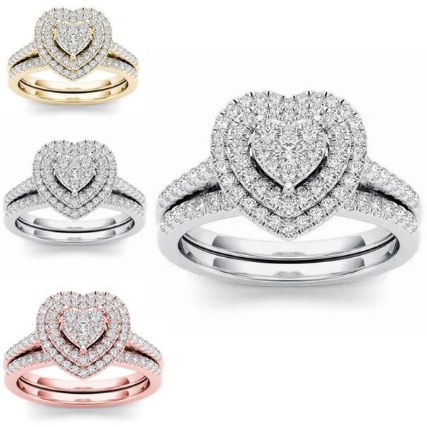 Sanjie Love Fashion Two Piece With Diamond Set Halo Ring_ipsvogv.com