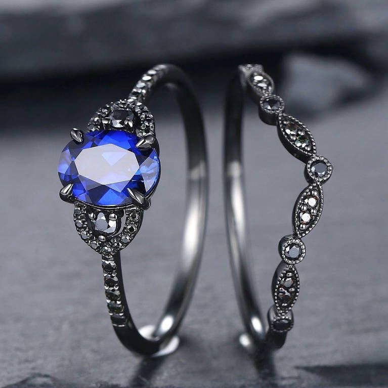 Blue Zircon Fashion Instagram Internet Celebrity Wedding Engagement Ring_ipsvogv.com