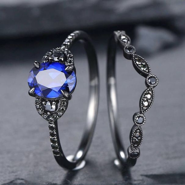 Blue Zircon Fashion Instagram Internet Celebrity Wedding Engagement Ring_ipsvogv.com