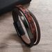 New Style Jewelry Printed Cross Men's Leather Woven Magnetic Buckle Bracelet Versatile Simple Wristband_ipsvogv.com