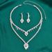 Women’s Jewelry Set Fashion Layer Necklace And Earrings Set Shining Water Drop Set Bridal Elegant Jewelry Necklace Set_ipsvogv.com
