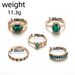 Fashion Gold Octagonal Oval Geometry Green Diamond 5-piece Set Ring_ipsvogv.com