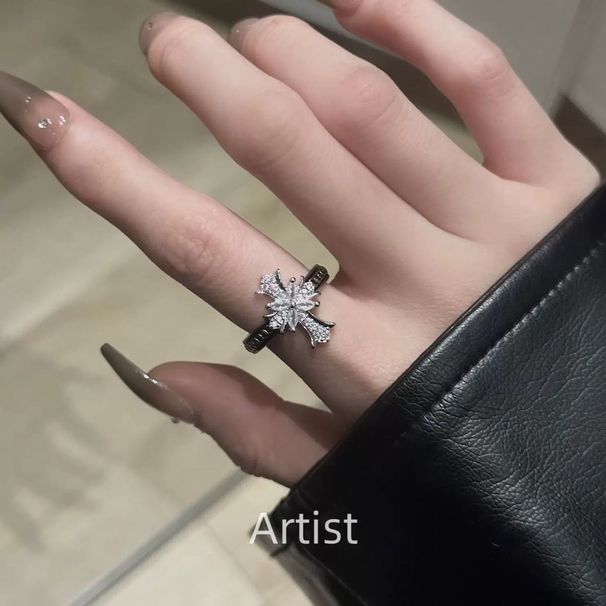 【 1708 People Praised 】 Light Luxury, High-end Feeling, Cold Wind, Diamond Inlaid Zircon Cross Titanium Steel Ring,_ipsvogv.com