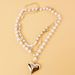 Creative Multi Layer Pearl Alloy Heart Pendant Necklace Cross Border Retro Round Bead Necklace Female_ipsvogv.com