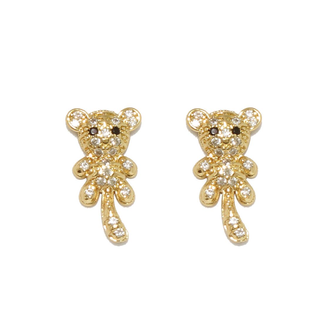 Unisex Cute And Atmospheric Diamond Studded Tiger Bear Exquisite Earrings Personality Simple Fashion Sweet Earrings Female_ipsvogv.com