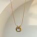 Women’s Jewelry Set Fashion Retro Gold Plated Titanium Steel Octagonal White Zircon OOTD Necklace_ipsvogv.com