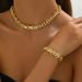 Ins personalized metal design bracelet necklace set, female niche, exaggerated design, alloy long collarbone chain_ipsvogv.com