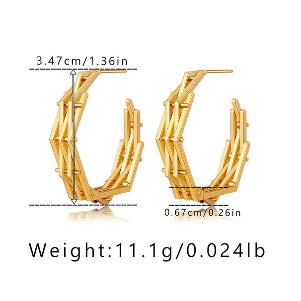 Women's Jewelry Large Size Personalized Metal Earrings High Grade Plain Ring Multi Layer C Shaped Superposition Design Modern Style Women's Popular_ipsvogv.com