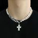 Design National Trend Pendant Hip Hop Titanium Steel Multi Layer Pearl Pendant Necklace Cross Necklace Men's_ipsvogv.com