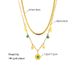 European and American cross-border retro stacking double-layer titanium steel chain blue turquoise round star feather pendant necklace_ipsvogv.com