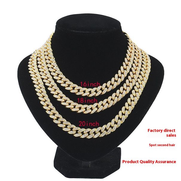 Hip Hop Feet Jewelry Accessories Alloy Lock Buckle Water Bracelet Full Chain Men's Necklace Women's Oval Diamond_ipsvogv.com