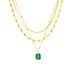 European and American fashion multi-layered mix and match stacked love snake bone chain emerald diamond cube pendant advanced versatile necklace_ipsvogv.com