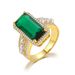 Fashion geometric large gemstone female ring inlaid with green stone plated with gold popular jewelry_ipsvogv.com