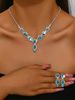 Women’s Jewelry Set Fashion Earrings Necklace Bracelet Jewelry Set Claw Chain Bridal Jewelry Simple Blue Birthday Party Gift_ipsvogv.com