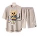 Men's Clothing 2024 Waffle Casual Summer Suit Men's Loose Teen Short sleeved T shirt Shorts Handsome Two piece Suit_ipsvogv.com