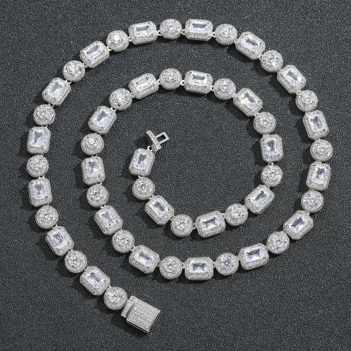 Men's Jewelry 8mm Square Round Rock Sugar Chain Hip Hop Necklace T Square Zircon Creative Niche Male Hip Hop Trend Jewelry_ipsvogv.com