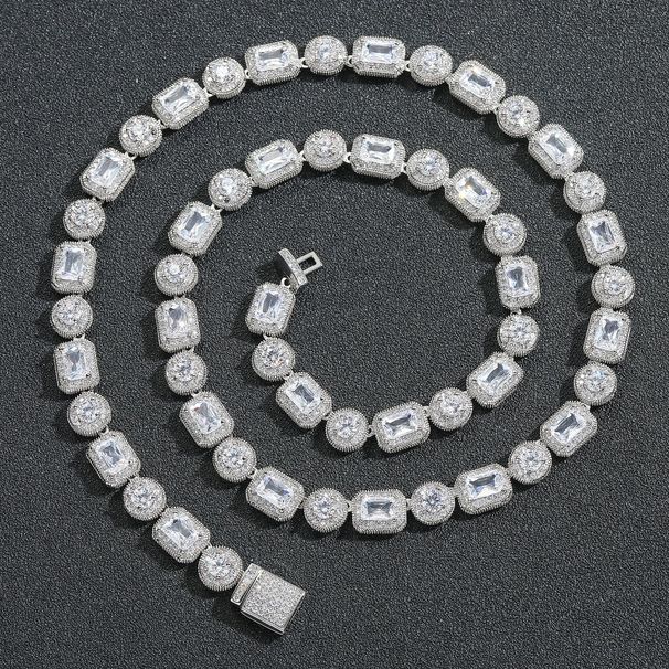 Men's Jewelry 8mm Square Round Rock Sugar Chain Hip Hop Necklace T Square Zircon Creative Niche Male Hip Hop Trend Jewelry_ipsvogv.com