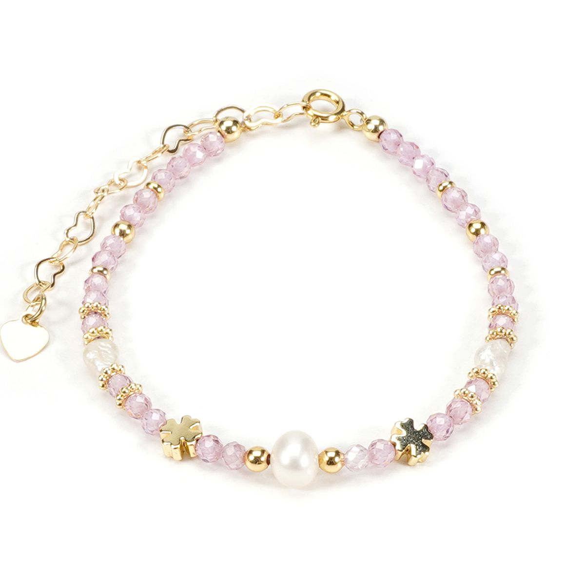 Cross Natural Shaped Pearl 3mm Rose Quartz Crystal Bracelet Necklace Female Ins Simple Sweet_ipsvogv.com