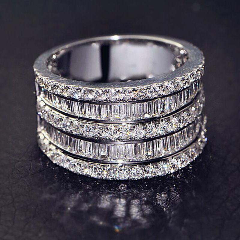 Cao Shi's New Five Row Shiny Atmospheric Women's Ring, Fashionable Proposal And Engagement Jewelry, Oversized Gift Ring_ipsvogv.com