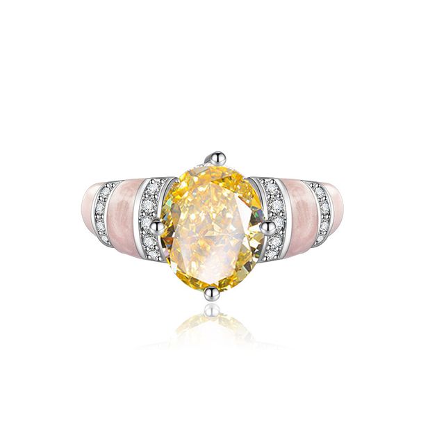 New Elliptical High Carbon Diamond Ice Flower Cut For Women With Rubber Powder Fritillaria Premium Red Open Ring_ipsvogv.com
