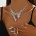 2025 Brilliant Full Diamond Rhinestone Tassel Necklace And Earring Set Bridal Wedding Accessories_ipsvogv.com