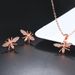 Women’s Jewelry Set Fashion Fashion Bee Necklace Earrings Jewelry Set Inlaid with Zircon Rose Gold Plated_ipsvogv.com
