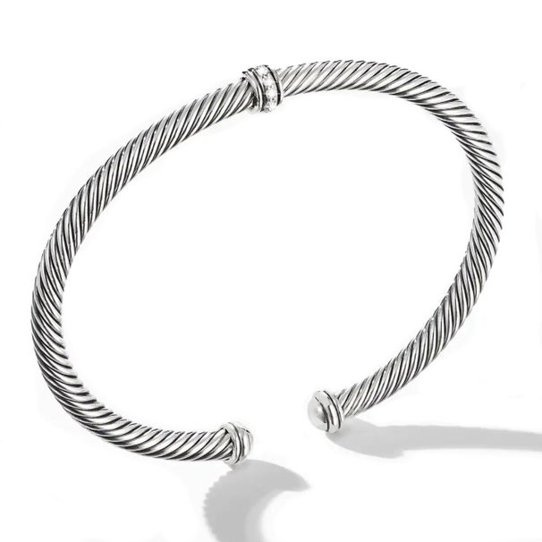 Stainless Steel Starry Sky Diamond Silver Bracelet Titanium Steel Wire Rope Simple Open Bracelet_ipsvogv.com