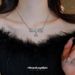 Diamond Bow Letter M Elliptical Pearl Necklace In Korea Sweet And Exquisite Collar Chain With Elegant Elegance_ipsvogv.com