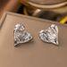 Internet Celebrity Fashion Trend Titanium Steel Niche Design, Textured Heart Earrings, Earrings_ipsvogv.com
