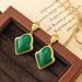 Vintage jewelry, water droplet arrow shaped green jelly glass light luxury, niche high-end earrings, autumn and winter_ipsvogv.com